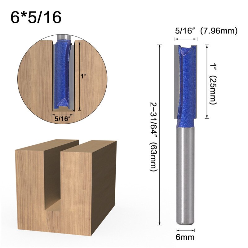 6mm Shank 4 Sizes Straight Woodworking Router Bit Set Carpenter Milling Cutter Wood Cutters Grooving Slotting Woodworking Tool: B