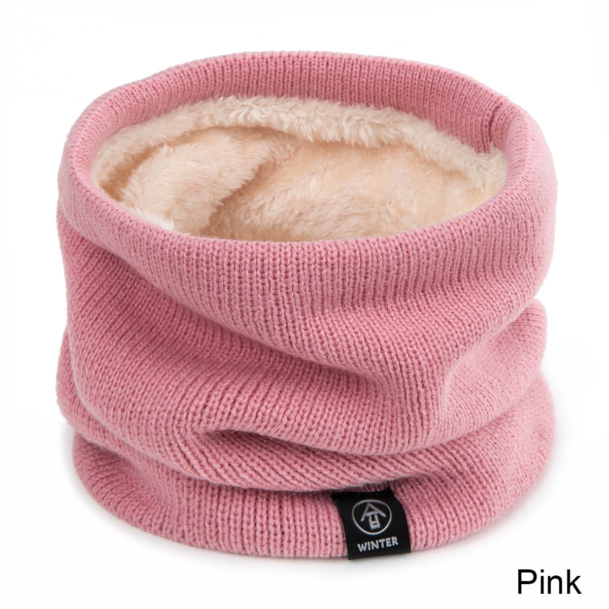Evrfelan vinterring skjerf dame og herre bomull varm hals slitasje strikket strikk o skjerf unisex barn vinter tilbehør: Rosa