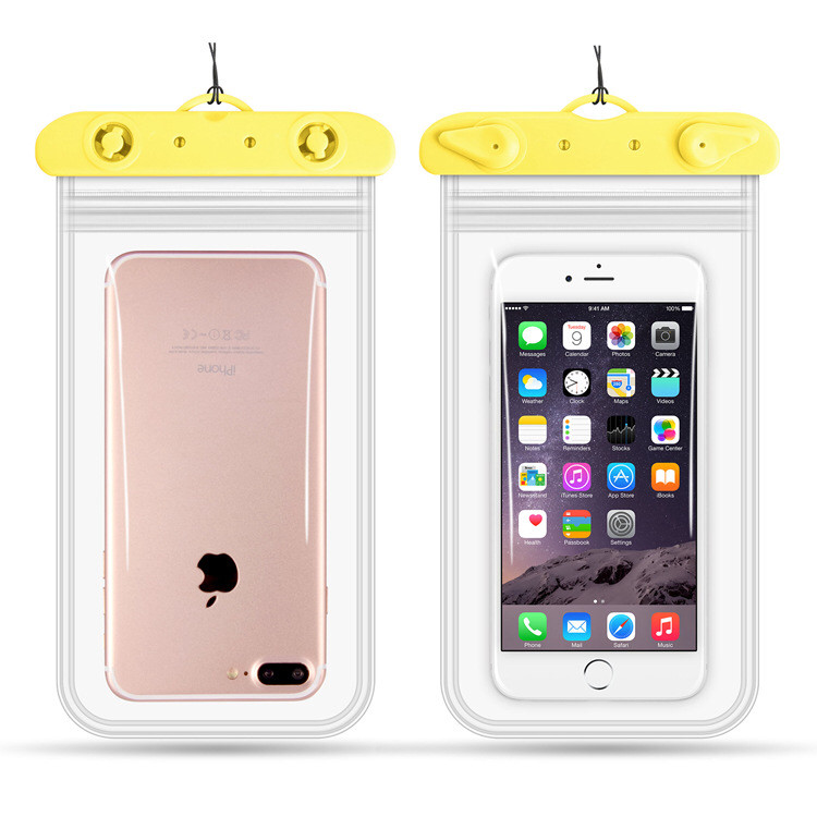Bolsa de teléfono impermeable para natación, funda para teléfono de menos de 6,2 pulgadas, 11x22cm: YELLOW