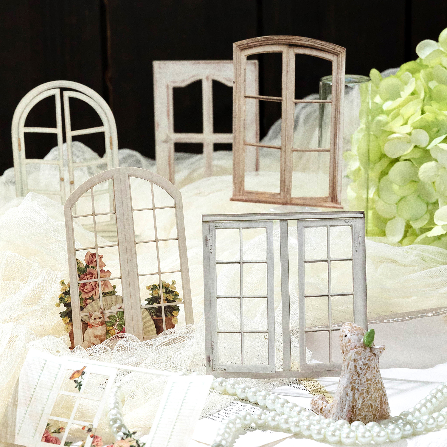 10 hojas de pegatinas huecas Vintage para puerta y ventana, decoración artesanal para diario, planta, flor, INS, álbum de recortes, papelería Kawaii