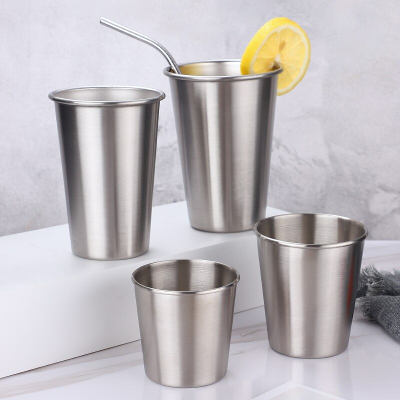 304# stainless steel cup household water gargle cup juice single layer Beer Mugs