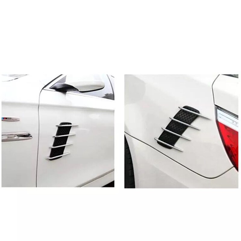 2Pcs Car Airflow Sticker Truck Car Styling Exterior Decal 3D Car Sticker Paper Chrome Shark Gill 3D Car Sticker Side Vent