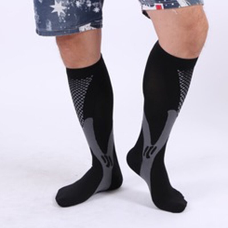 2 Pieces Men Leg Support Sport Socks Stretch Compression Sock Below Knee Socks Football Leg Protect