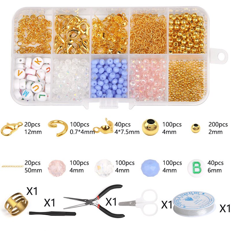 Kristall Glas Facettierte Perlen Bausatz mit karabinerverschluss springen Ringe Acryl knapp Perlen für Y2K Böhmen Schmuck Machen Zubehör: nein.5