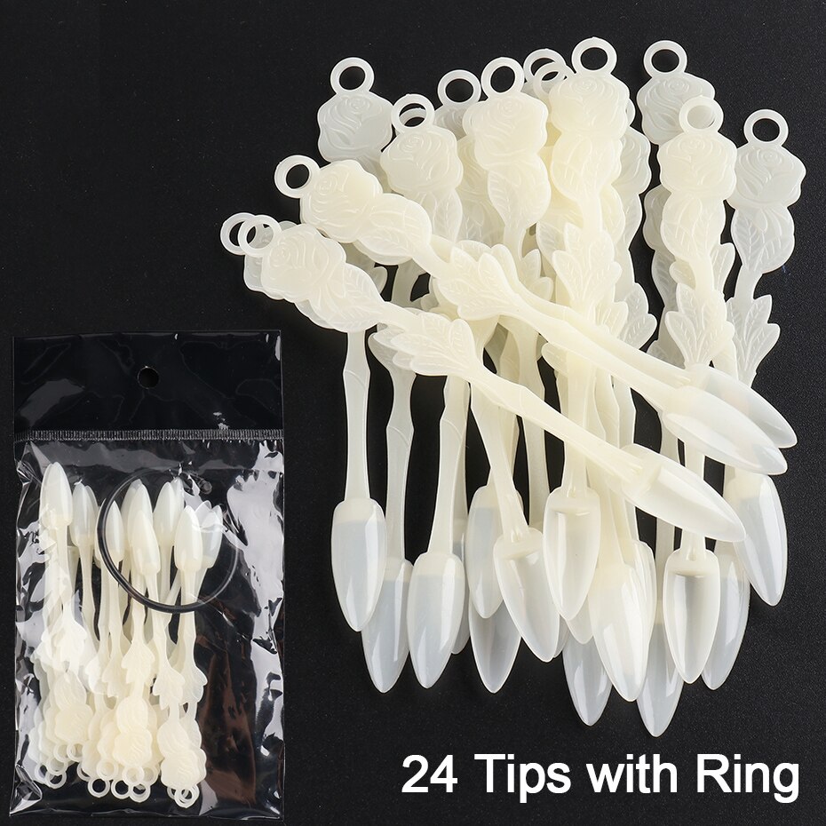 24 stuks nepnagels tips natuurlijk helder zwart waaier kleurenkaart nail art display oefengereedschap acryl uv gellak manicure  tr1818