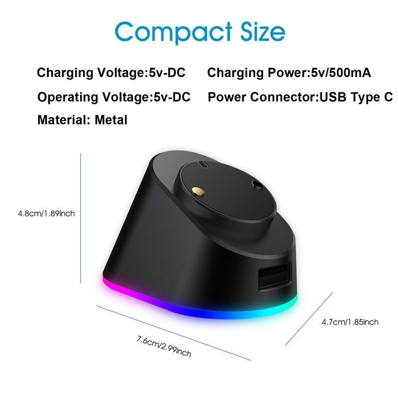 Metal rgb mus oplader dock til logitech magnetisk trådløs mus oplader g pro x superlight  g 403 502 703 903 hero pro wireles