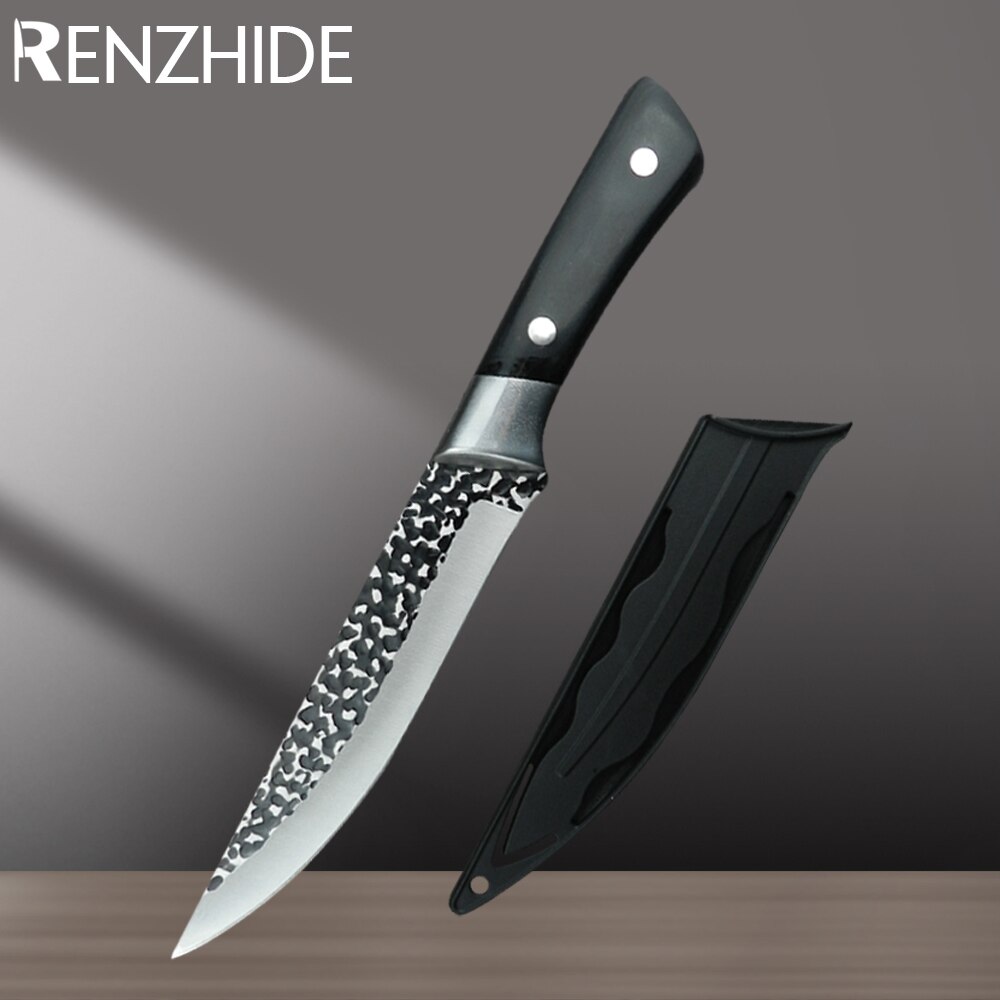 RZD Handmade Forged Kitchen Cooking Knives Set 6 7 INCH Slicing Deboning Meat Knife Filleting Cleaver Butcher Knife Cover Sheath: B-1 slicing