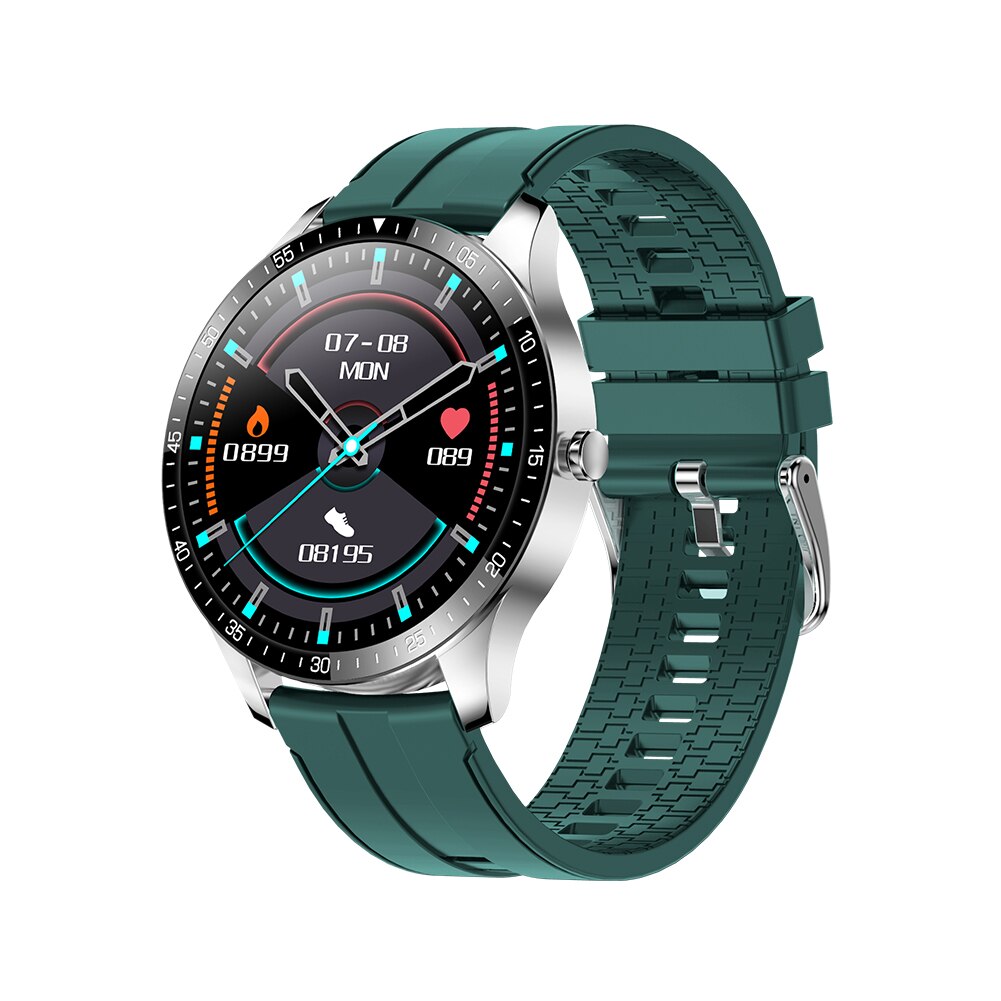 S80 Mannen Smart Horloge Fitness Tracker Hartslag Slaap Monitor Multi-Sport Camping IP67 Waterdichte Smartwatch Voor Ios Android: Dark green silicone