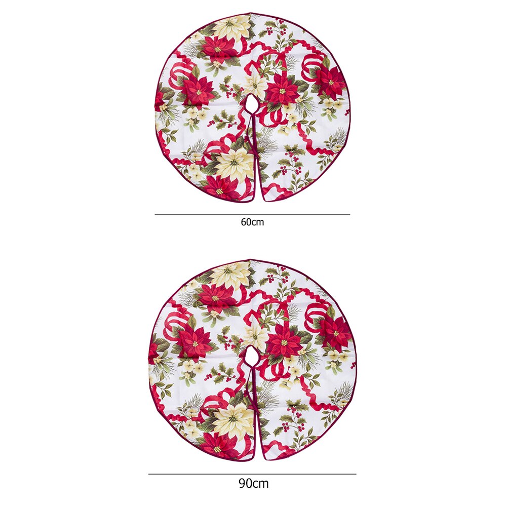 60/90cm kerstboomrokjes met bloemenprint als vloermat voor een kerstfeest of festival, kerstversiering voor een kleine boom