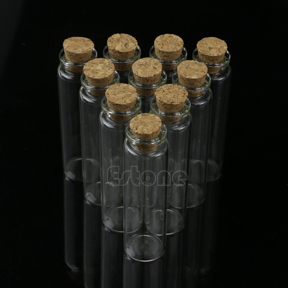 20Pcs 20Ml Mini Kleine Tiny Clear Kurk Glazen Flessen Flesjes