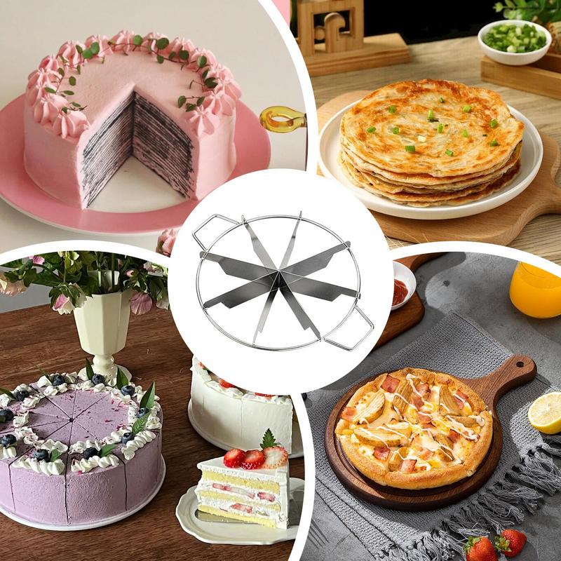 Cheesecake Slicer Cake Cutting Tool Stainless Steel Pie Cutter Non Stick Round Pastry Cheese Pizza Cutting Press Tool with Side