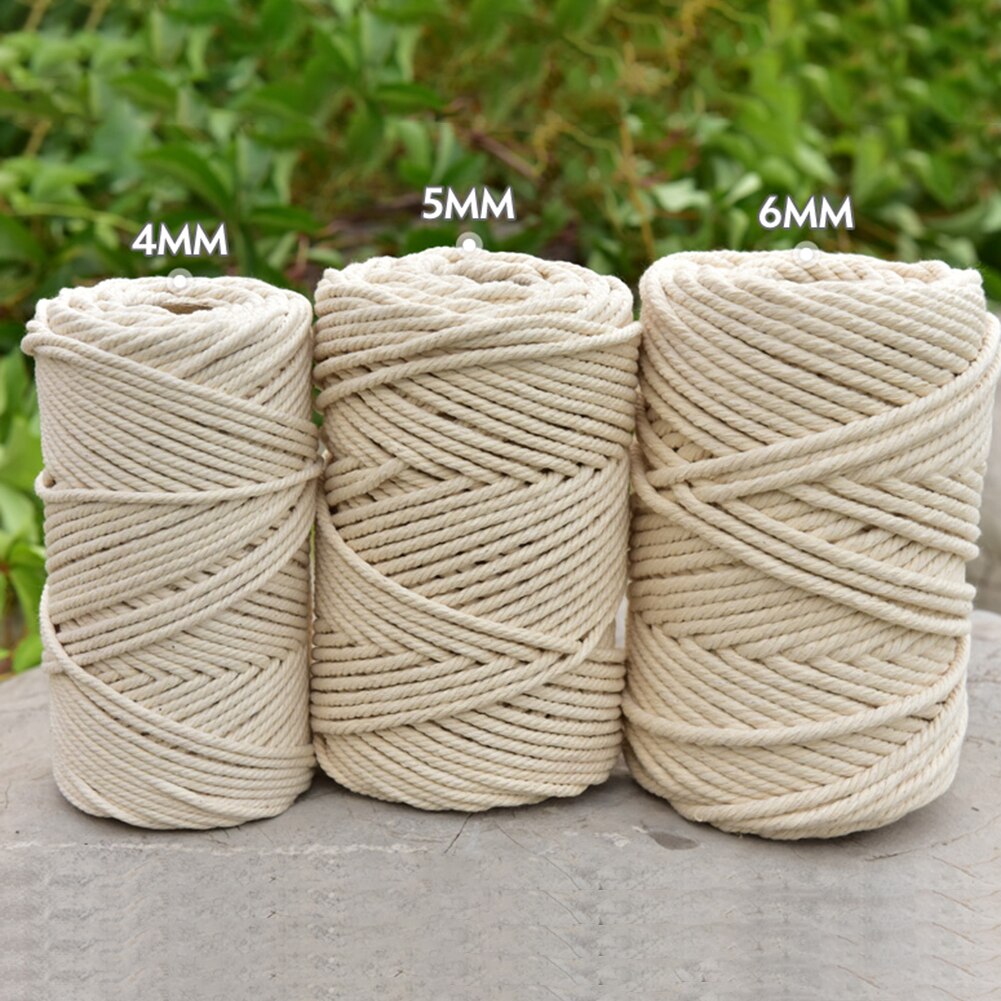 1 Roll Macrame Cord Rope Twisted String Cotton Cord For Handmade Natural Beige Rope DIY Home Accessories 3mm 4mm 5mm 6mm
