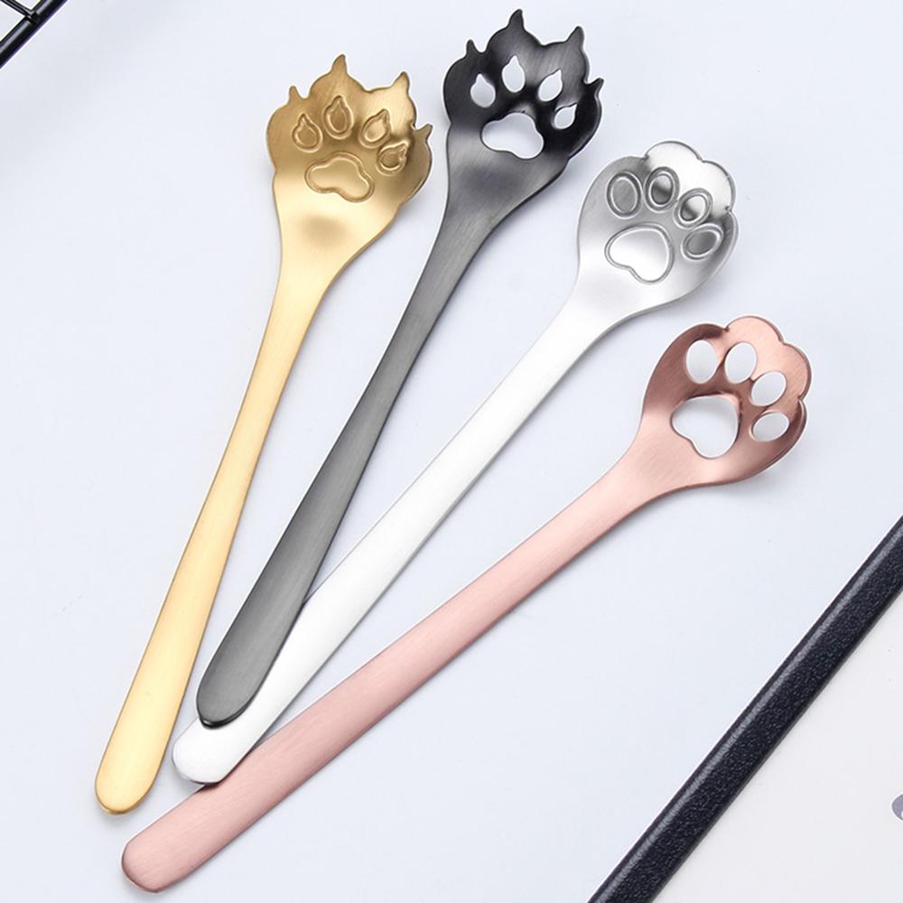 Acier inoxydable mignon chat griffe cuillères petit café thé gâteau Dessert cuillère fantaisie sucre cuillère à café vaisselle accessoires de cuisine