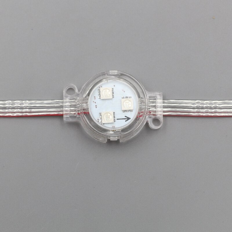 DC12V 30mm WS2811; module intelligent led adressable; 0.72 W; rvb polychrome; couvercle transparent; IP68 évalué; tous les fils clairs