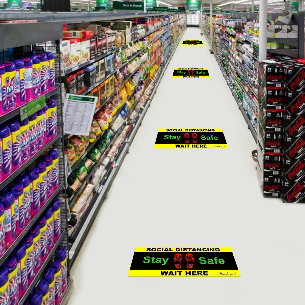 Foot Distance Anti-Slip Commercial Grade Social Distancing Floor Decal Waterproof Safety Isolation Distance Signs Sticker