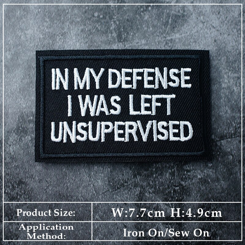 Black And White Text DIY Cloth Iron On Embroidered Badges Patches For Clothes Stickers Humorous Sentence