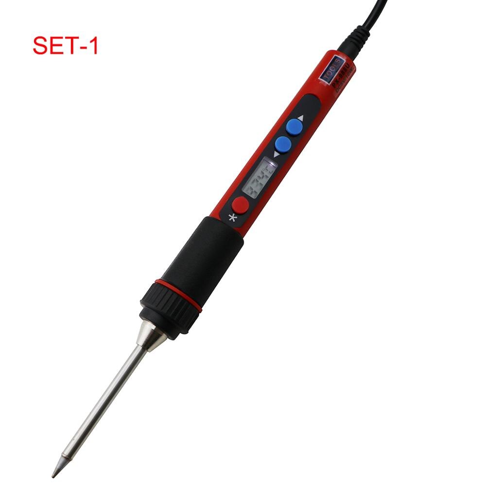 Portable USB Electric Soldering Iron 5V 10W LCD Digital Adjustable Temperature Welding Solder Rework Heat Pencil Repair Iron: SET-1