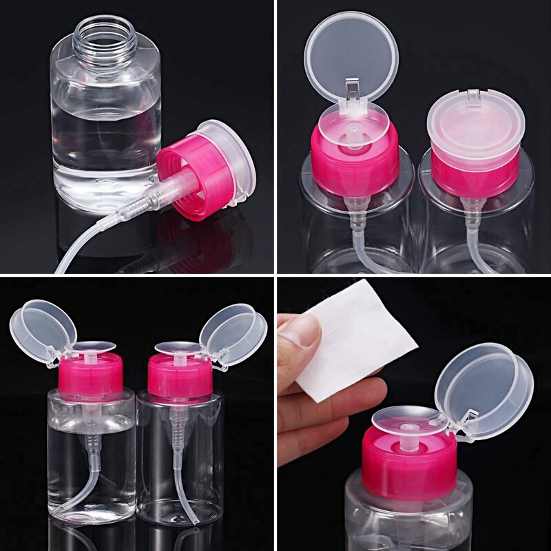 4 Pack 180 ml Push Down Dispenser Nagellak Remover Pomp Lege Fles Dispenser voor Nagellak Remover Vloeistof Fles conta