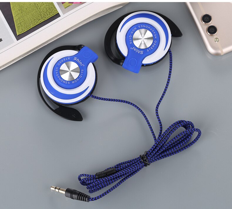 Shini Q140 3.5mm Wired Headphones HIFI Heavy Bass Headset Over-ear Adjustable Ear hook Earphones Music Earphone for Phone