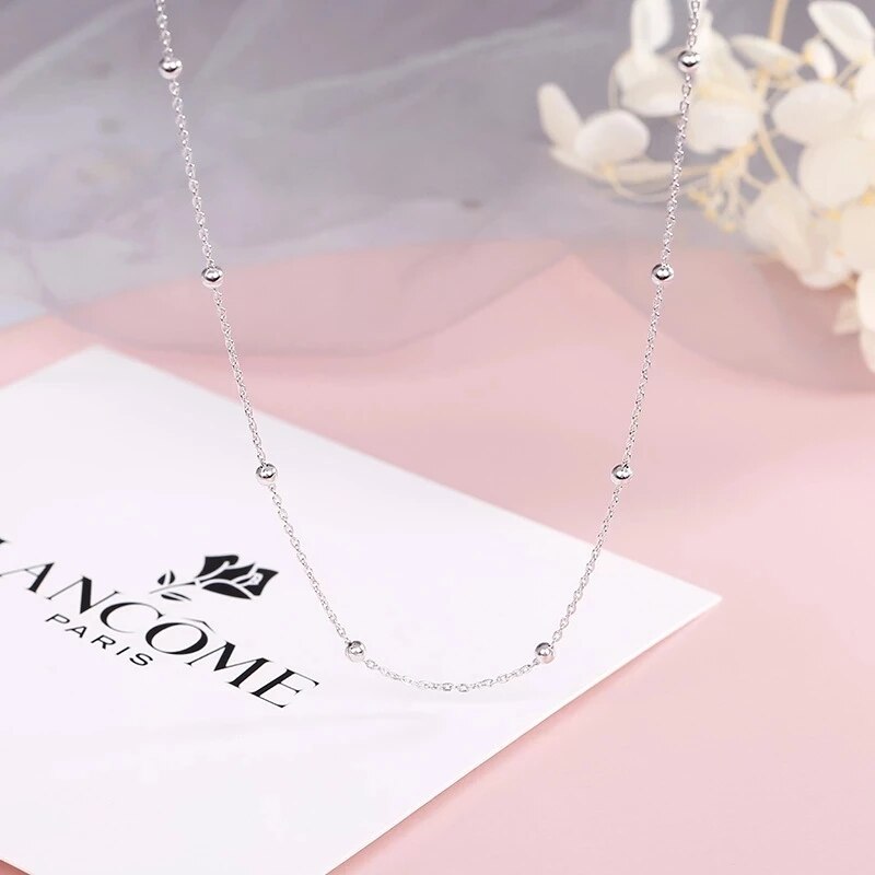 925 sterling silver jewelry bohemia bead chain necklace chokers necklaces for women trendy clavicle chain girl