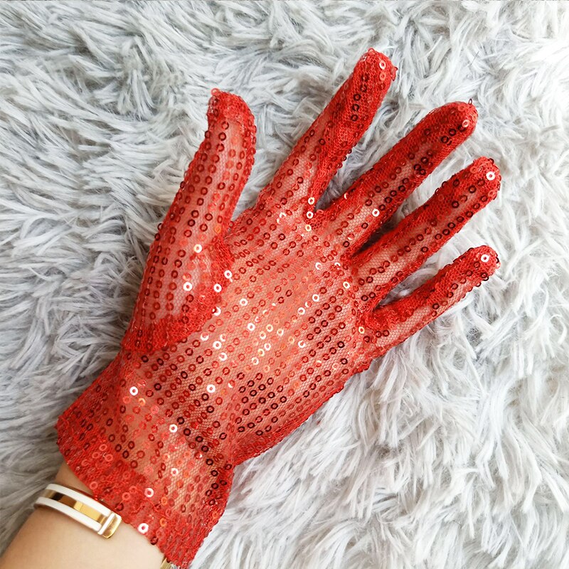 Guantes brillantes Unisex para adultos y niños, con lentejuelas y purpurina, para actuaciones en escenario, baile brillante, , disfraz, mitones elásticos