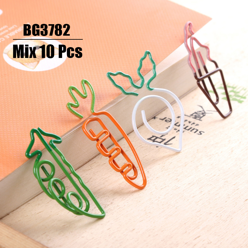 10 Pcs Pattern Bookmark Stationery Cute Ice Cream Small Bookmark Paper Clip Student Office Supplies Pin Cartoon: Mix 10 Pcs