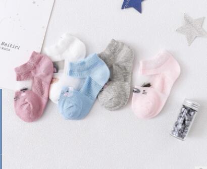 Chaussettes d'été en maille fine pour bébé fille de 0 à 5 ans, jolies chaussettes de princesse en dentelle, en maille fine et douce à la cheville: pink pig 5pair / 0 to 1year