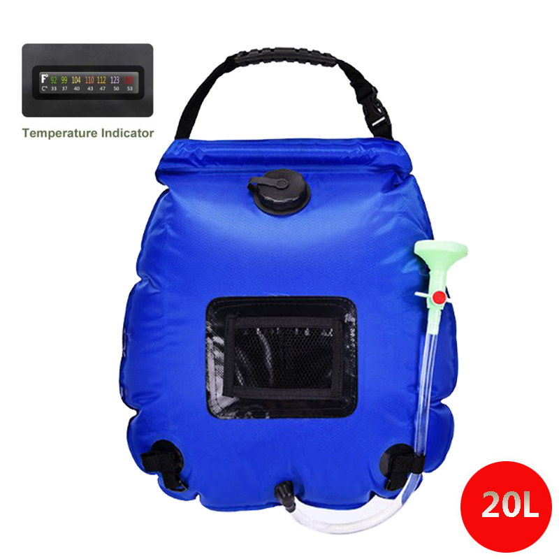 Bolsa de ducha portátil para acampar, bolsa de ducha Solar de 20l para acampar al aire libre y viajar: Negro