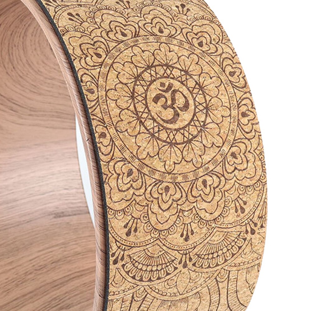 Mandala Yoga Wheel Natural Cork Massage Wheel Pilates Yoga Circle Roller For Stretching Indoor Wooden Yoga Wheel