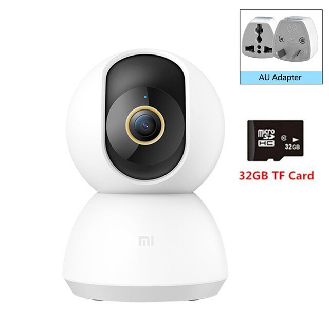 Xiaomi Mijia Smart Camera 2K 1296P Ultra HD F1.4 WiFi Pan-tilt Night Vision 360 Angle Video IP Webcam Baby Security Monitor: Add AU card
