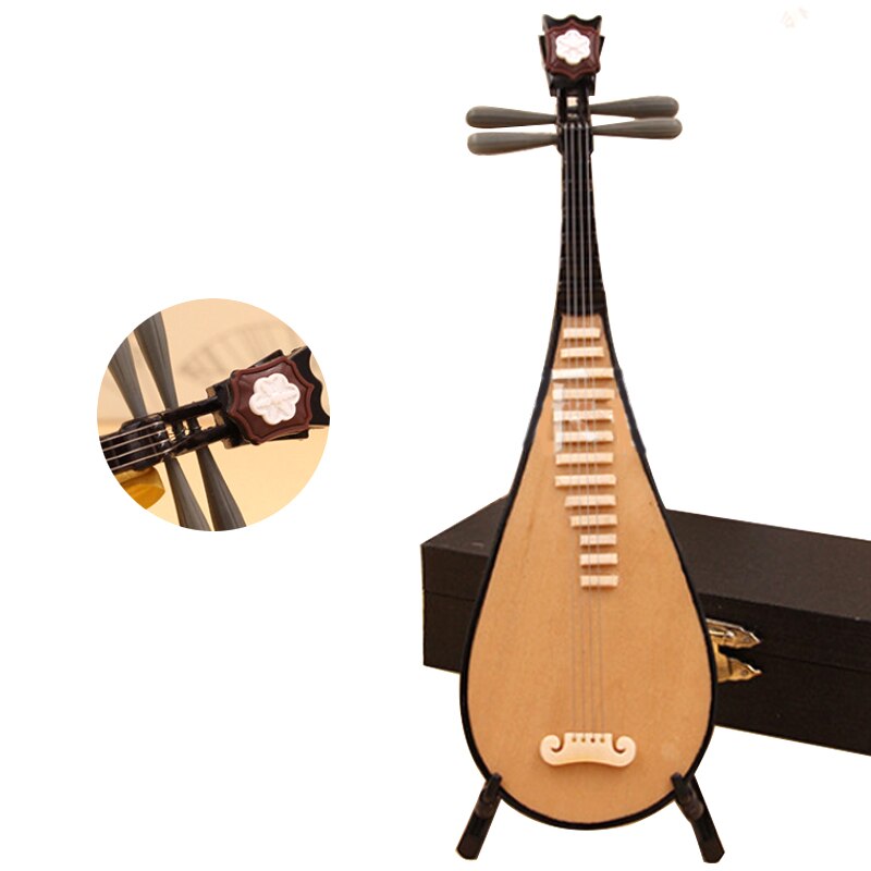 Miniature Pipa Model Replica with Stand and Case Mini Lute Mini Musical Instrument Ornaments Chinese Traditional