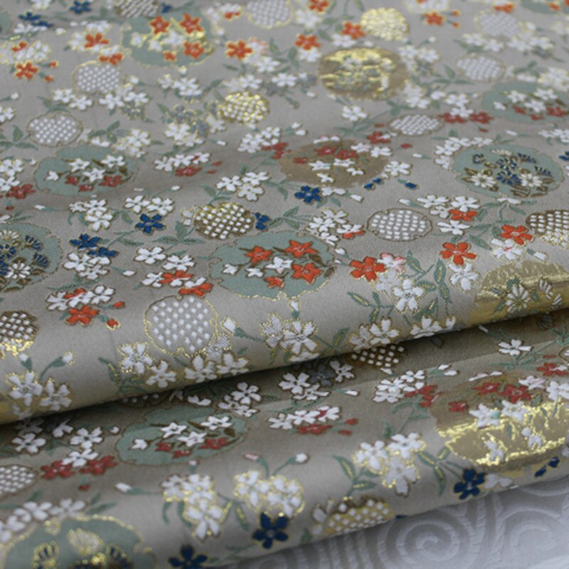 CF78 1 Yard Japanese Style Floral Silk Brocade Jacquard Fabric Kimono Clothing Fabric Korean Style Cushion Cover DIY Fabric