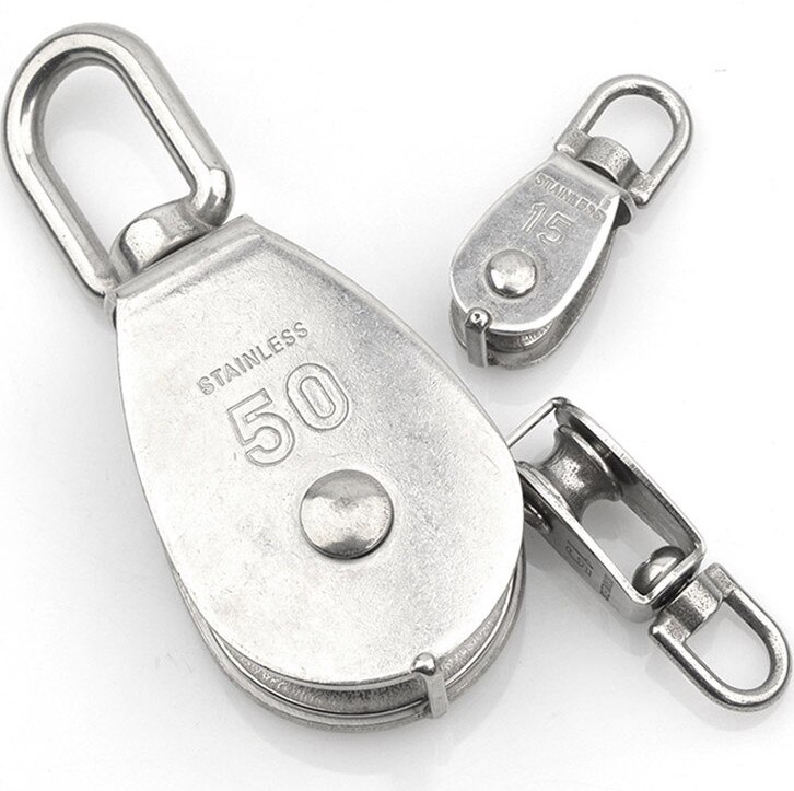 Small Lifting Pulley Blocks 304# Stainless Steel 360 degree rotation Single Or Double pulley Swivel M15 & M20 & M25 & M32