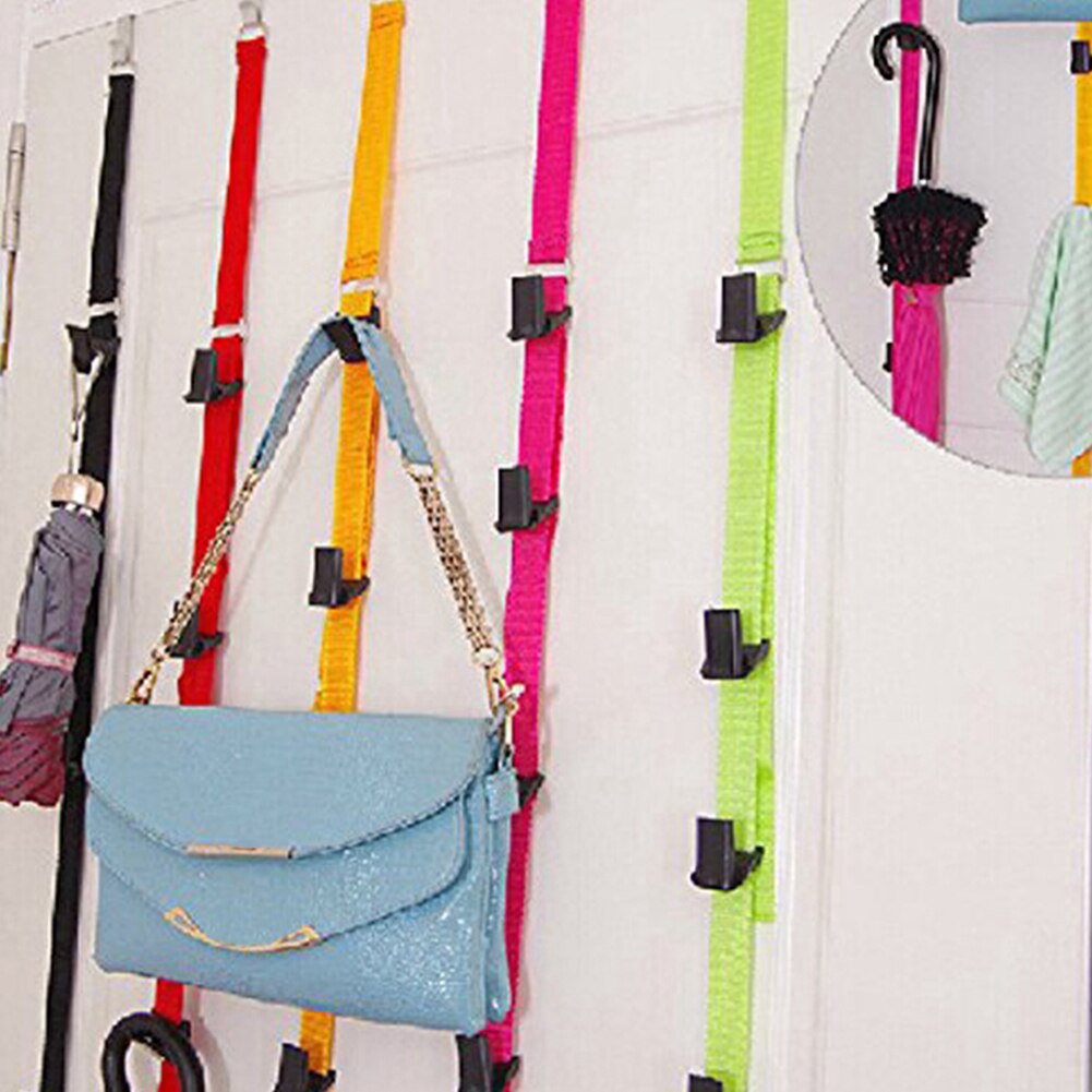 Adjustable Hanging Hook Rack Rope Door Hanger Clothes Bag Hat Storage Rope Hanging Hook Rope