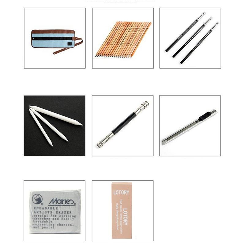 29Pcs Drawing Pencils Artist Sketching Pencil Set Rollable Drawing Pencils Set 18 Pencil Drawing Sets