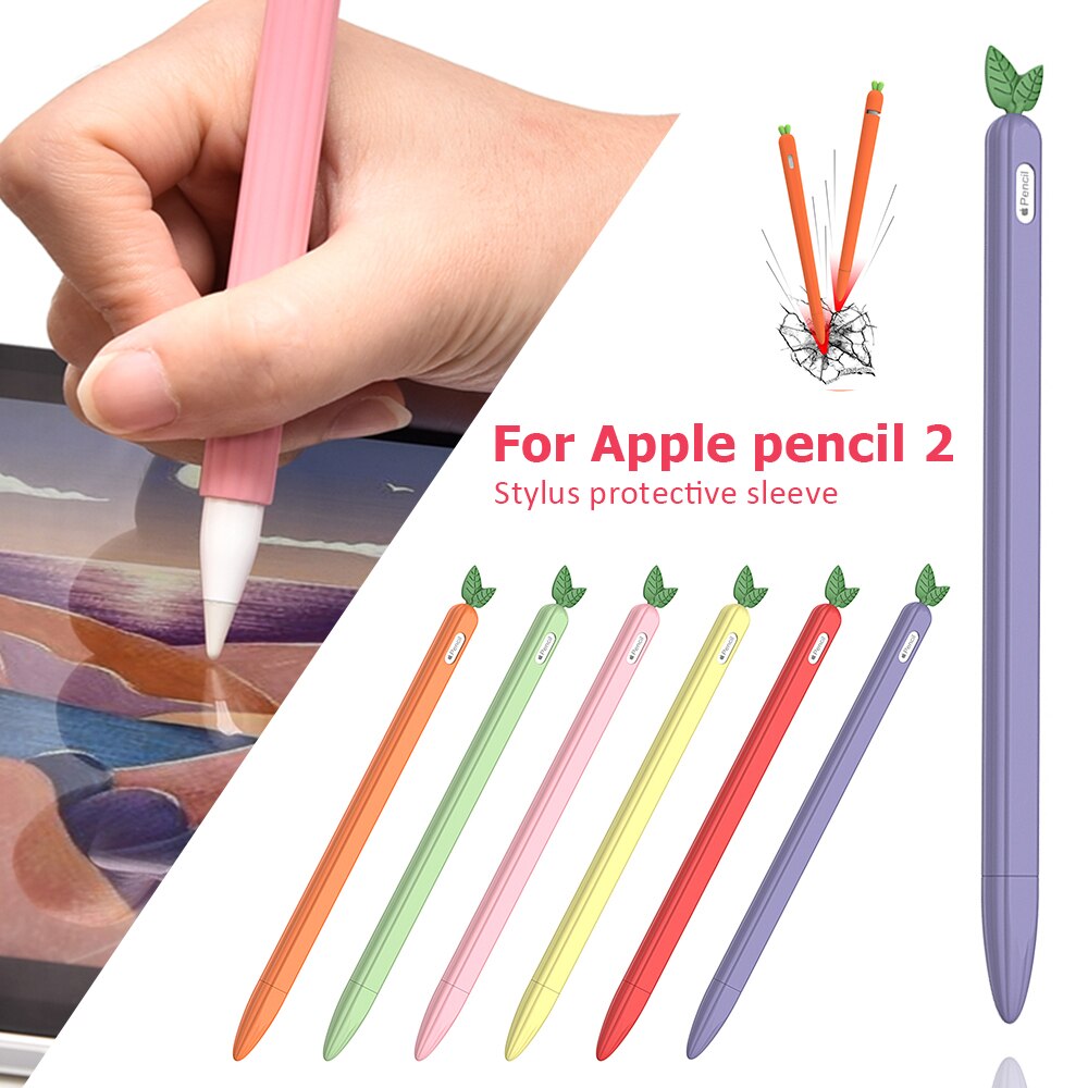 Voor Apple Ipad Potlood 2 Leuke Candy Kleur Silicone Case Pen Punt Stylus Penpoint Cover Protector Case Met Pen Cap