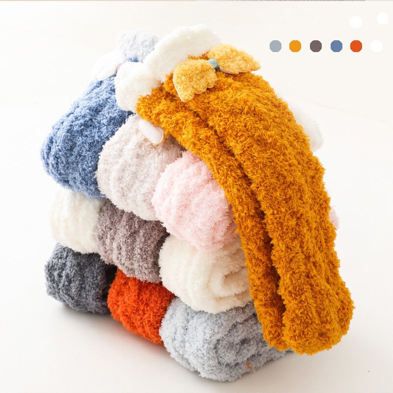 Nette Winter Warme freundlicher Socken Dicken Korallen Vlies Stich FlüGel Baby Socken Knie Höer Boden Socke für Weihnachten Neue jahre