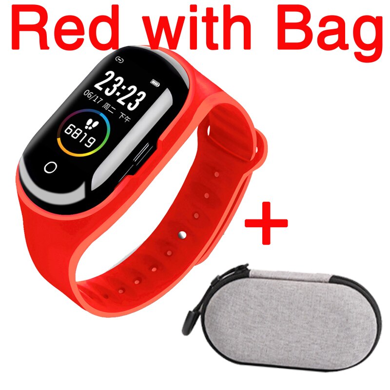 Smart Horloge Met Bluetooth Hoofdtelefoon M1 Draadloze Koptelefoon Oordopjes Wearbuds 2 In 1 Smartwatch Armband Tws Oordopjes Headset: red with bag