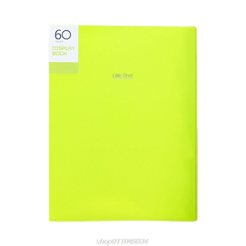 A4 Display Book 20/30/40/60 Pages Transparent Insert File Folder Document Storage Bag Office Supplies M09 21: Green 60 Page