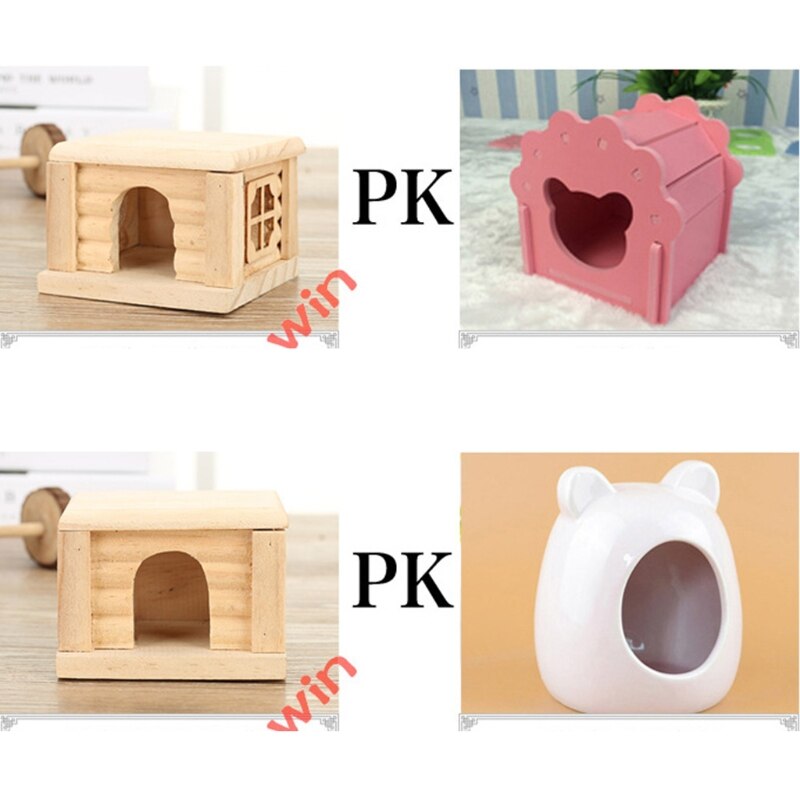 Nid de Hamster en bois naturel, Cage à dessus plat, fournitures pour souris gerbille petit Animal