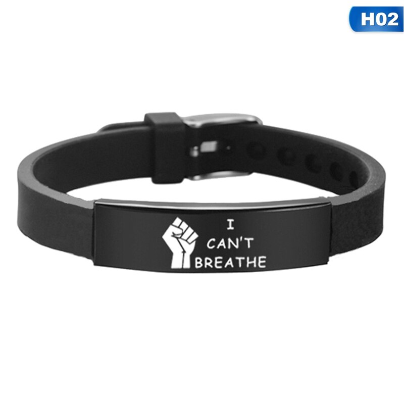 Zwart Leven Kwestie Amerikaanse Protest Ik Kan Niet Ademen Armband Vuist Silicagel Armbanden Siliconen Armbanden Mannen Vrouwen Sieraden: BL5867H02