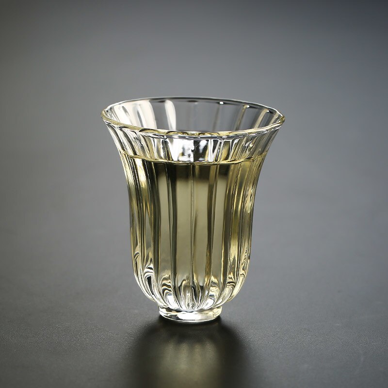 Høj temperatur resistent glas tekop håndlavet lille husstand japansk ribbet mund personlig tekop enkelt kop: 1