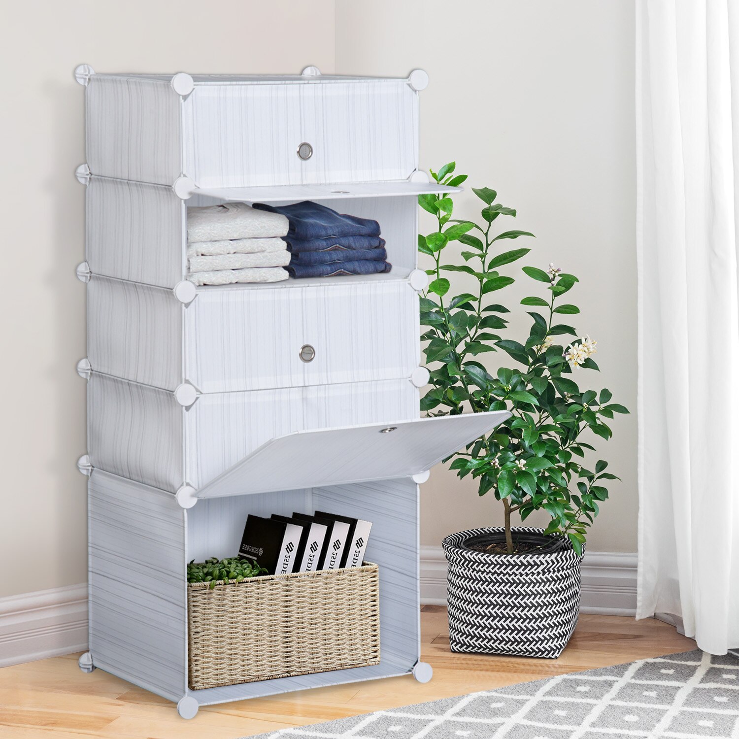 Armario Modular Plastico Estanteria 5 Cubos Ropero Zapatero