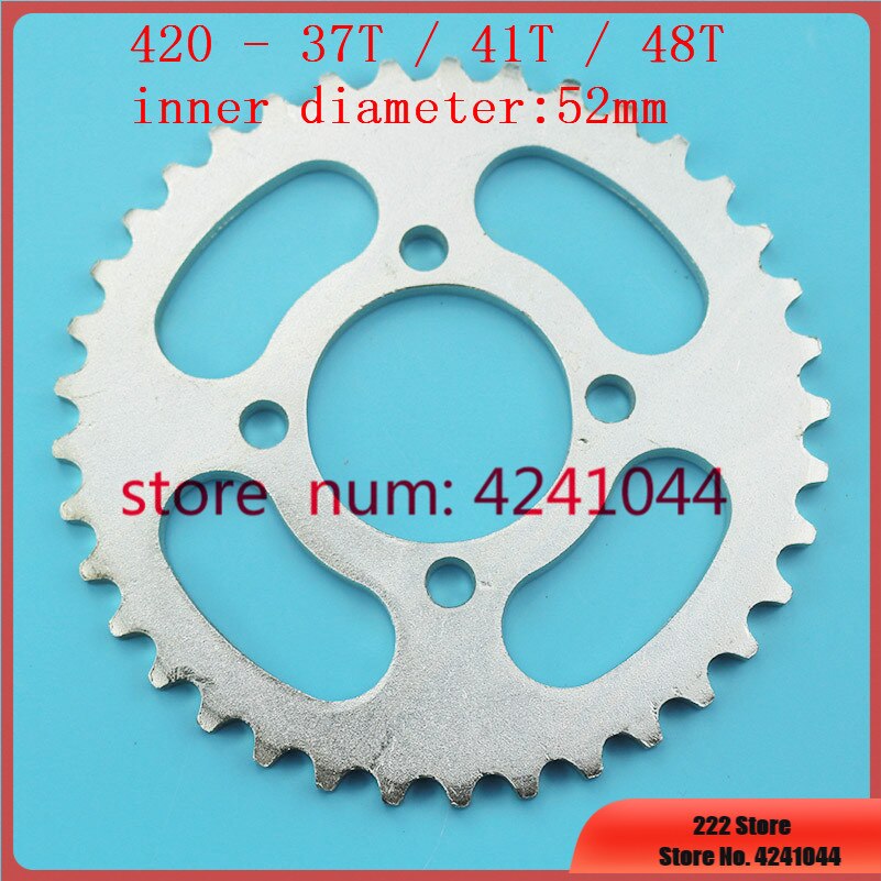 420 37T 41T 48T dent arrière chaîne pignon 52mm pour chinois ATV Quad Pit saleté vélo Buggy aller Kart moto moteur cyclomoteur