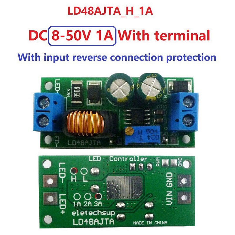 Ld48Ajta Dc8-50V Potentiometer Adjustable Pwm Led Driver Controller Dc-Dc Step-Down Constant Current Converter