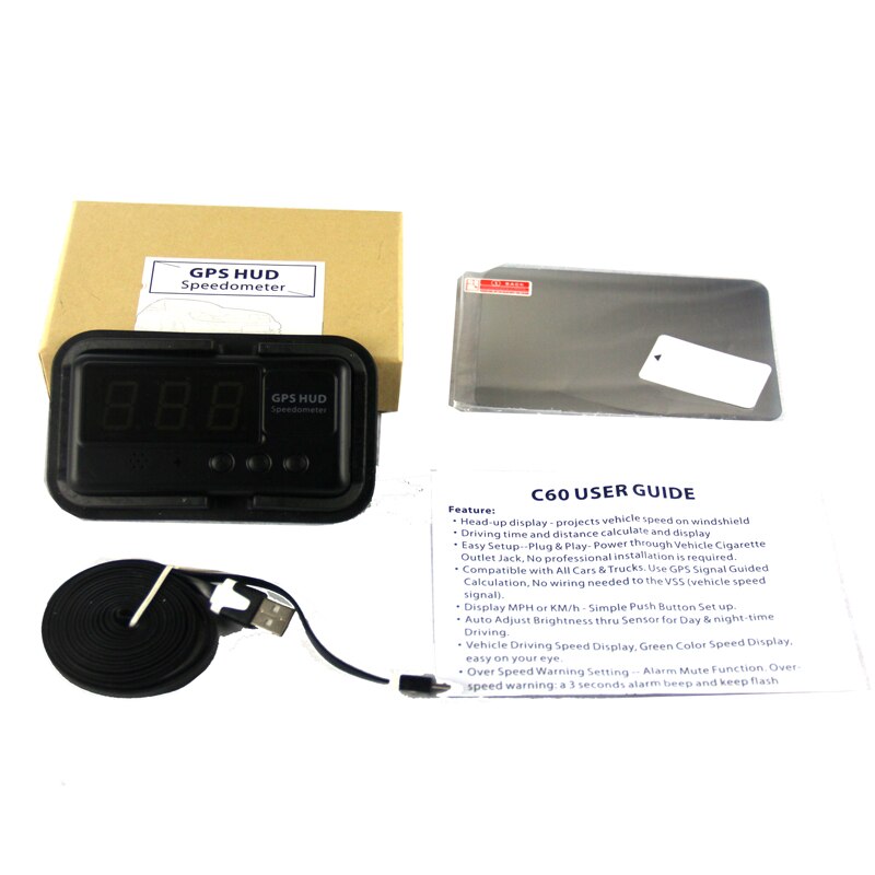 car HUD gps Speedometer Head Up Display KM/h& MPH Overspeed Warning Windshield Project Alarm Head-up display Vehicle