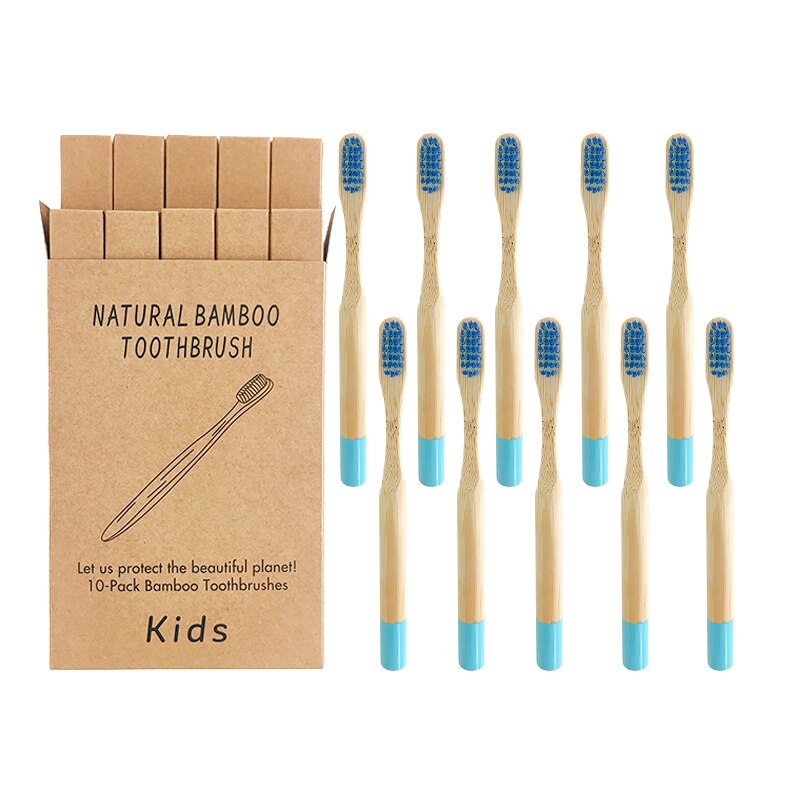 10 stücke freundlicher Bambus Zahnbürste Für Art Bambus Holz Zahnbürste Weiche Geländer Pinsel Holzkohle wiederverwendbar Kleine Zahnbürste: See Blau