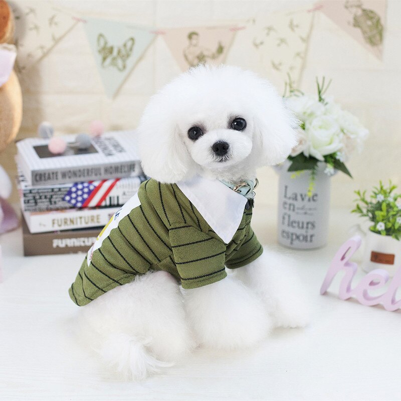Dolphin Print Dog Clothes T-shirt Stripe Dogs Clothing for Pet Costume Cartoon Spring Summer Chihuahua Ropa Para Perro