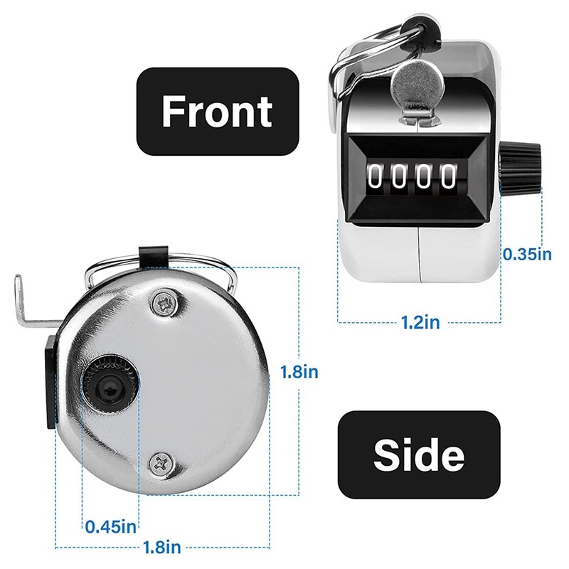 3 Pcs Counter, 4 Digit Clicker Counter, Metal Hand Counter Clicker For Counting Golf Counter