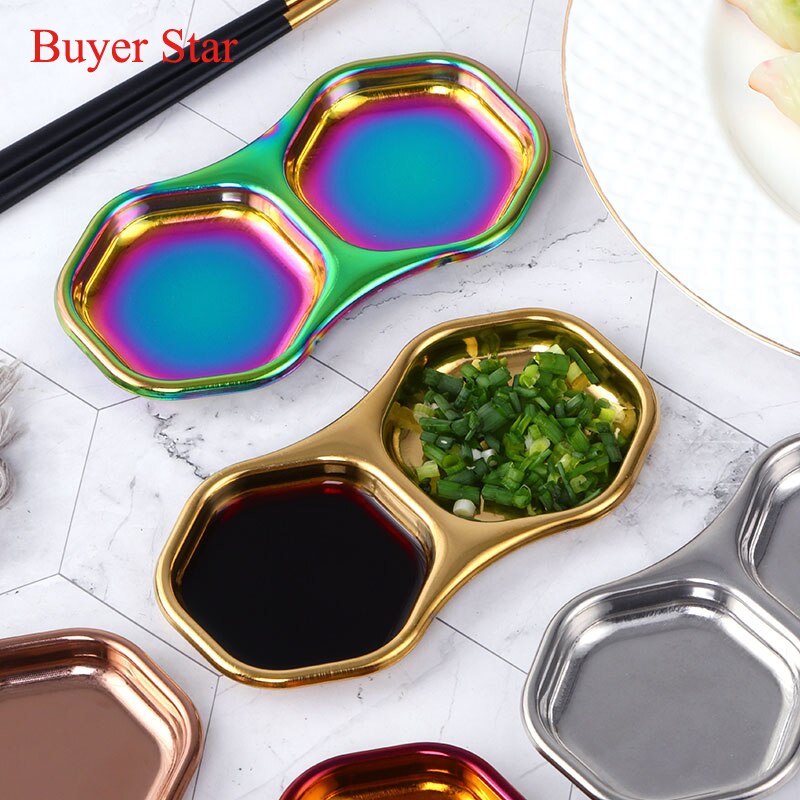 Gold Stainless steel dish kitchen utensil butter plate seasoning soy dish Metal dessert Trays Tableware vinegar sauce snack Dish